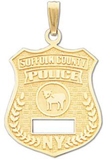 14k Suffolk County Police Officer Badge Pendant: Jewelry