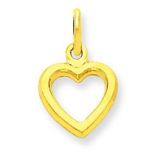 14K Yellow Gold Heart Charm Polished Love Pendant Clasp Style Charms Jewelry