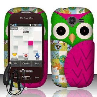 SAMSUNG GRAVITY QT289 PINK GREEN OWL COVER SNAP ON HARD CASE + FREE CAR CHARGER from [ACCESSORY ARENA]: Cell Phones & Accessories