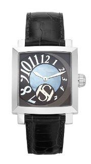 Saint Honore Women's 863017 1YNB Orsay Rectangular Mother Of Pearl Black Leather Watch: Watches