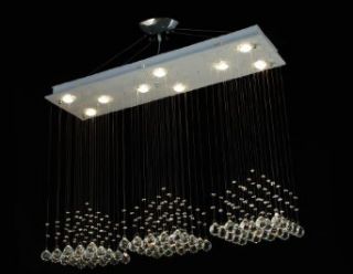 Modern Chandelier "Rain Drop" Chandeliers Lighting with Crystal Balls H31 79" X W48" X D12"    