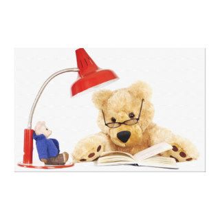 Teddy bear reading book gallery wrapped canvas