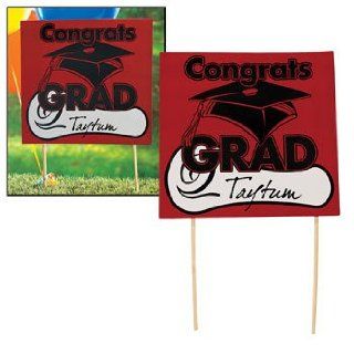 Red Congrats Grad Yard Signs   Graduation Party & Party Decorations : Patio, Lawn & Garden