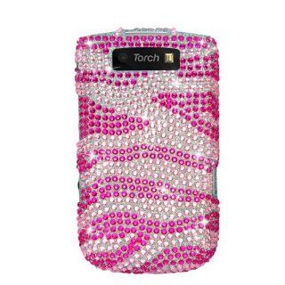 Eagle Cell PDBB9800F302 RingBling Brilliant Diamond Case for BlackBerry Torch 9800   Retail Packaging   Hot Pink Zebra Cell Phones & Accessories