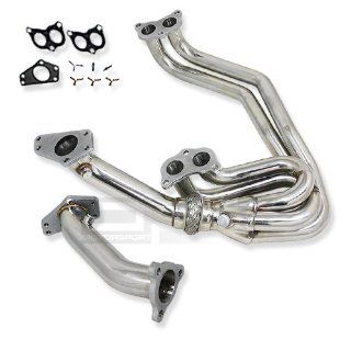 DPT, HDS SWRX02 2P, T 304 Stainless Steel Chrome Exhaust Flex Pipe Manifold Header 1.5" Inlet with Gaskets and Bolts: Automotive