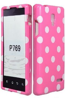 Aimo LGP769PCPD304 Trendy Polka Dot Hard Snap On Protective Case for Optimus L9   Retail Packaging   Light Pink/White: Cell Phones & Accessories