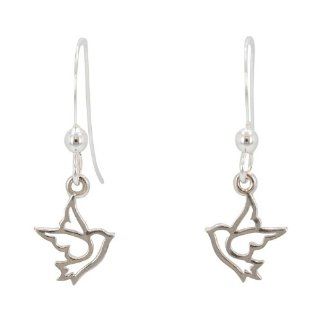 Tiny Dove Earrings in Sterling Silver, Cut Out Design, For Girls and Women, #7079: Taos Trading Jewelry: Jewelry