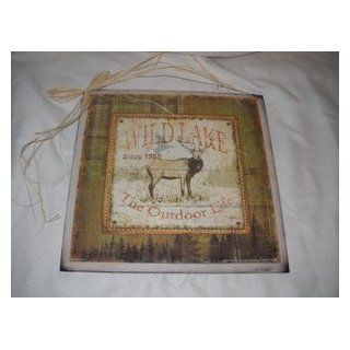 Wild Lake Elk Wildlife Sign Hunting Nature Cabin Decor Wooden Signs Lodge Camper   Decorative Plaques