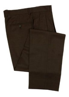 Sancanali Mens Pleated Brown Italian 120s Wool Dress Pants   Size 42 at  Mens Clothing store