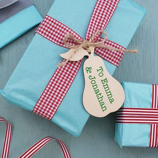 personalised wooden pear gift tag by sparks living