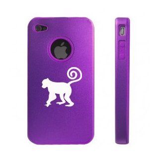 Apple iPhone 4 4S 4 Purple D3086 Aluminum & Silicone Case Cover Monkey: Cell Phones & Accessories
