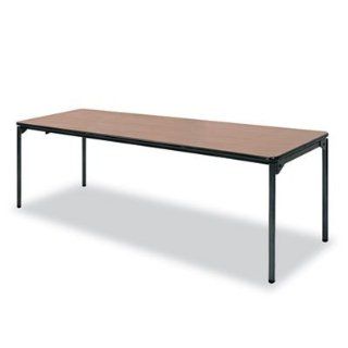 Tuff Core Premium Commercial Folding Table, 96w x 30d, Natural Woodgrain/Pewter: Office Products