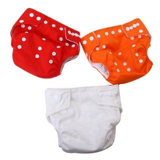 3pcs Baby Washable Reusable Cloth Diaper Without Insert Red + Orange + White : Baby