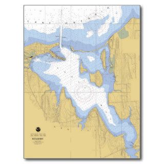 Sodus Bay NY Nautical Harbor Chart Postcard