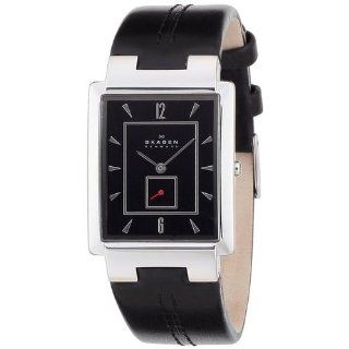 Skagen Men's Black Leather Watch #324LSLB: Skagen: Watches
