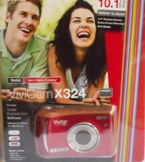 Vivitar Vivicam X324 10.1 Megapixel Digital Camera   Red : Point And Shoot Digital Cameras : Camera & Photo