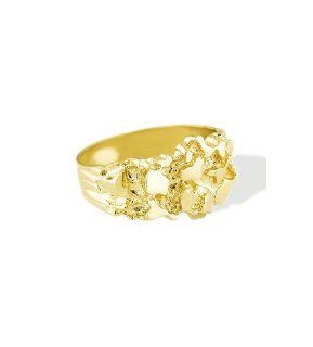 New Polished Solid 14k Yellow Gold Men's Nugget Ring: Jewelry