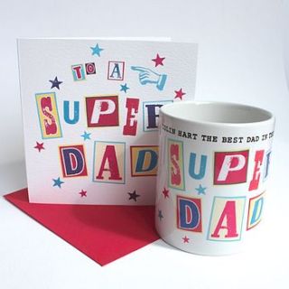 personalised father's day 'super dad' mug by lovehart