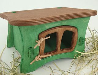 handmade wooden toy rabbit hutch by cottontails