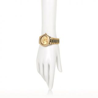 Nicole Miller "Lexi" Stainless Steel Printed Adjustable Bracelet Watch