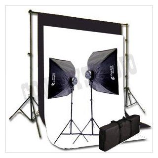 CowboyStudio 2000 Watt Digital Video Continuous Lighting Kit with Carrying Case, 10 X 12ft Black & White Muslin Backdrops with Backdrop Support System and Cases : Photo Studio Backgrounds : Camera & Photo