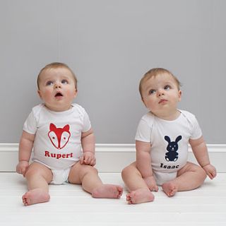 personalised animal baby bodysuit by sparks clothing