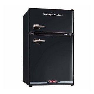 Nostalgia Electrics RRF325HNBLK Retro Series 3.1 Cubic Feet Compact Refrigerator Freezer: Kitchen & Dining