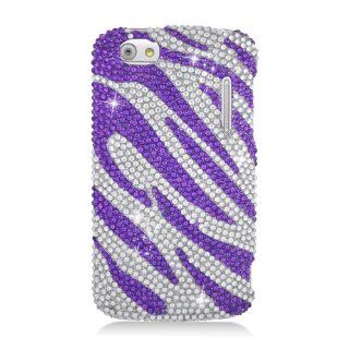 Eagle Cell PDACTL960CS326 RingBling Brilliant Diamond Case for Alcatel Authority/One Touch Ultra 960c   Retail Packaging   Purple Zebra: Cell Phones & Accessories