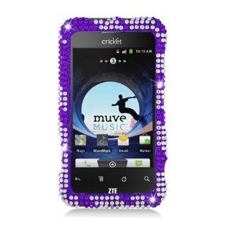 Eagle Cell PDZTEX500MS326 RingBling Brilliant Diamond Case for ZTE Score M/Score X500   Retail Packaging   Purple Zebra: Cell Phones & Accessories