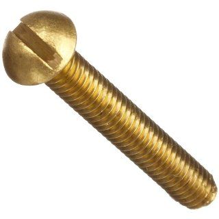 330 Brass Machine Screw, Plain Finish, Round Head, Slotted Drive, 1/2" Length, #0 80 Threads (Pack of 100): Industrial & Scientific