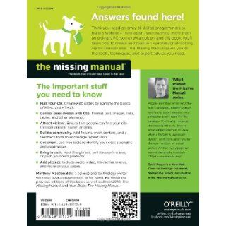Creating a Website: The Missing Manual (English and English Edition): Matthew MacDonald: 9781449301729: Books