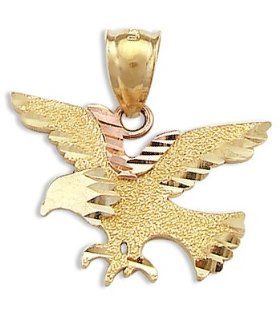 Bird Pendant 14k Yellow Rose Gold Eagle Charm: Jewel Tie: Jewelry