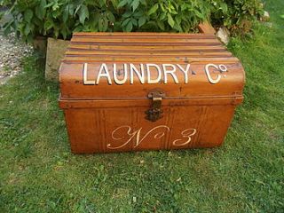 vintage laundry tin trunk by woods vintage home interiors