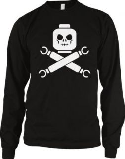 Lego Skull And Crossbones Men's Long Sleeve Thermal, Funny Hilarious Skull Cross Bones Design Men's Thermal Shirt: Clothing