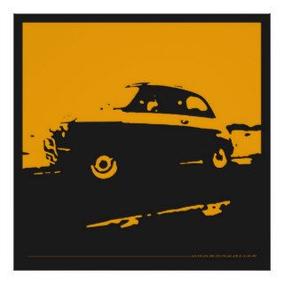 Fiat 500 classic   Yellow on black poster