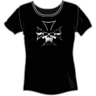 Danzig Iron Cross Girls T Shirt Size : X Large: Music Fan T Shirts: Clothing