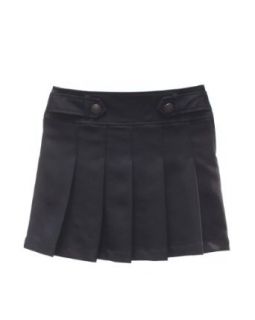 Girls Pleated Navy Blue Skort Button Strap Trimmed Front: Clothing
