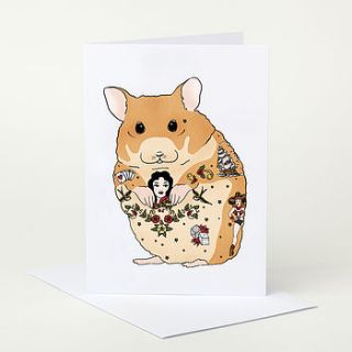 tattoo hamster greeting card by sophie parker