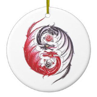 Cool Dragon Yin Yang tattoo Christmas Tree Ornament