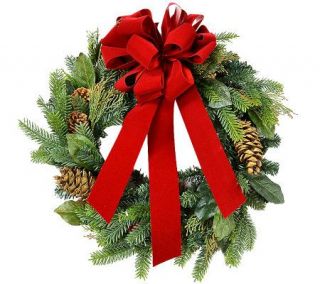 22 Pine Wreath with Red Ribbon by Valerie —