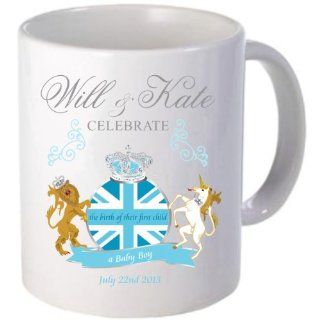 It's a Royal Baby Boy Licensed Commemorative Coffee Mug Prince William and Kate July 22 2013 by British Designer Rikki Knight: Kitchen & Dining