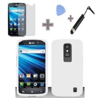 (4 Items Combo  Case   Screen Protector Film   Case Opener   Stylus Pen) Rubberized Solid White Color Snap on Solid Case Hard Case Skin Cover Faceplate for LG Nitro HD P930 / P960 (AT&T) Cell Phones & Accessories