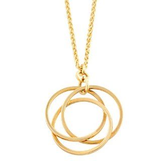 14 Karat Yellow Gold Interwoven Circles Pendant With Wheat Chain Necklace (18 inch): Jewelry