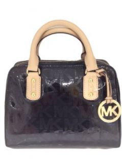 Michael Kors MK Signature SM Satchel Mirror Metallic Black: Top Handle Handbags: Shoes
