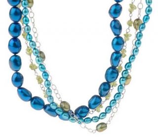 Honora Sterling Cultured Pearl and Gemstone Multi Strand Necklace —