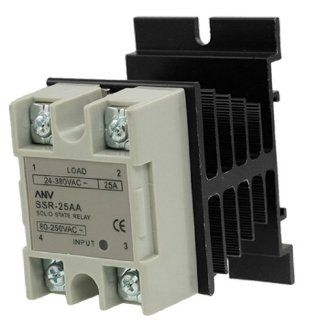 25A AA Solid state relay SSR AC 80 250V control 24 380V + Heat Sink: Home Improvement