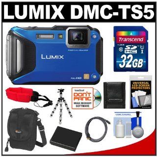 Panasonic Lumix DMC TS5 Shock & Waterproof Wi Fi GPS Digital Camera (Blue) with 32GB Card + Battery + Case + Floating Strap + Flex Tripod + Accessory Kit : Point And Shoot Digital Camera Bundles : Camera & Photo