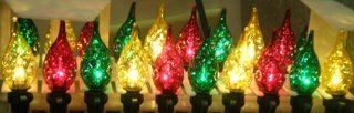 Set of 35 Multi Color Faceted C6 Christmas Lights Green Wire #ES62 484: Kitchen & Dining