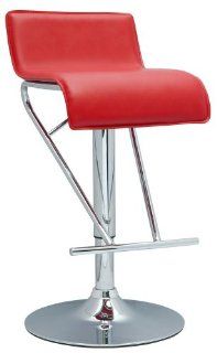 NoPart 6122 AS RED Chintaly Imports Pneumatic Gas Lift Adjustable Height Swivel Stool, Chrome/Re  Barstools