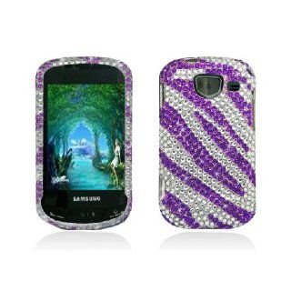 Samsung Brightside U380 SCH U380 Bling Gem Jeweled Jewel Crystal Diamond Purple Silver Zebra Stripe Cover Case: Cell Phones & Accessories